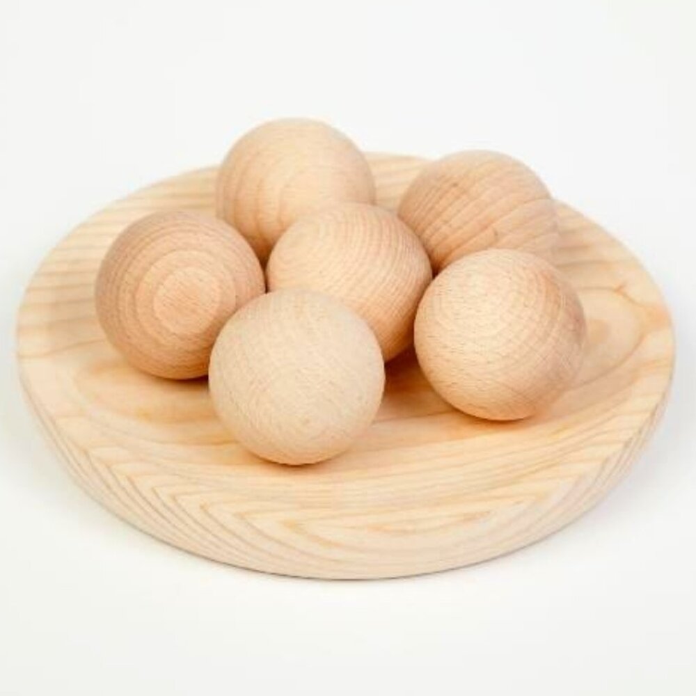 NWT Grapat Wooden Toys Large Natural Balls Set of 6